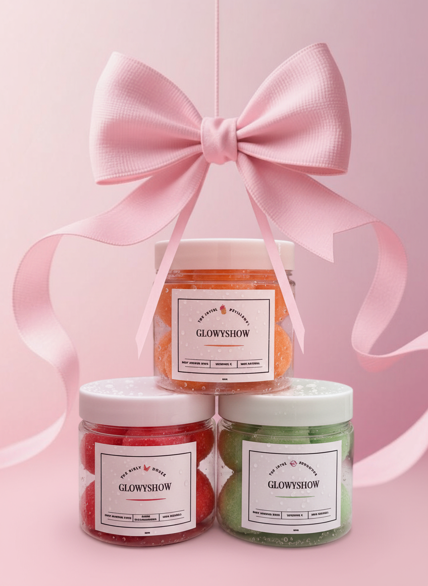 Coffret cadeau Glowyshow avec noeud rose